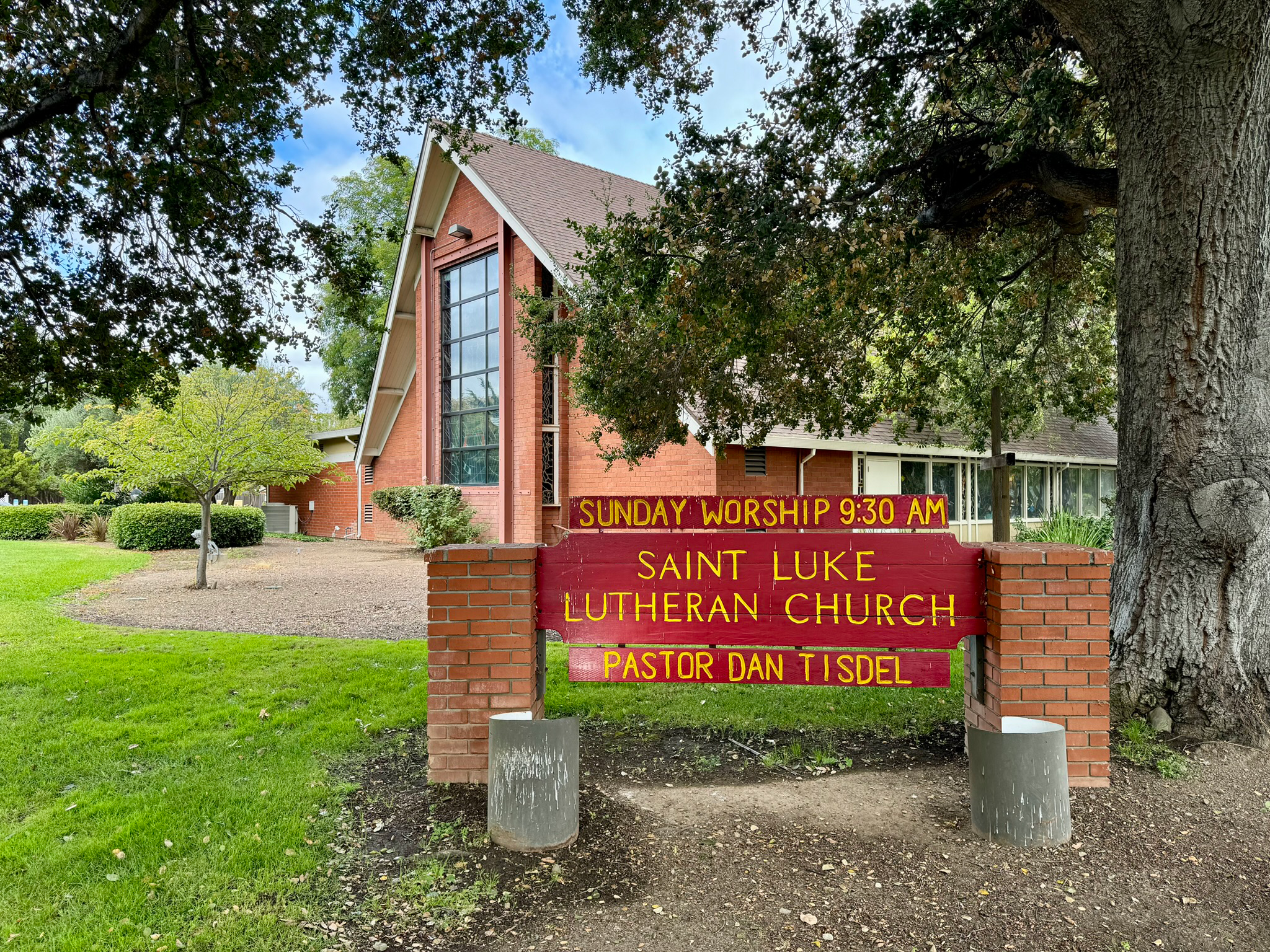 front of the church, worship at 9:30 AM